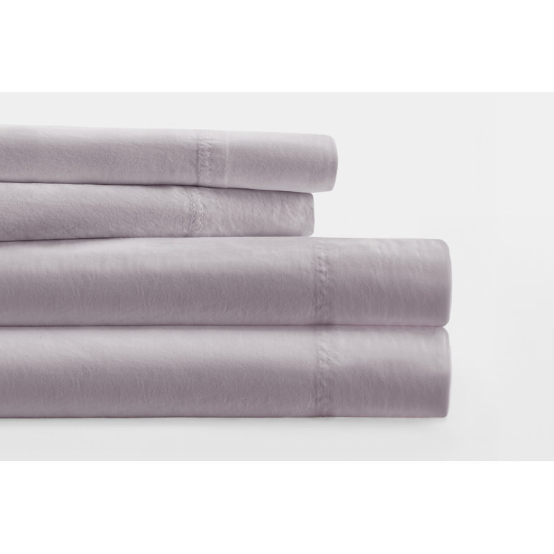Mauve Full Cotton 4-Piece Solid Sheet Set