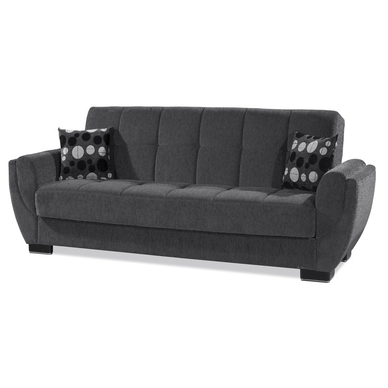 Upholstered 93.5'' Sleeper Sofa, Dark Gray