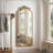 Arched Full Body Mirror With Vintage Ornate Carved Applique On Top And Bottom, Hanging Wall Mounted Mirror, For Living Room Bedroom Retro Home Decor Mirror-797435717