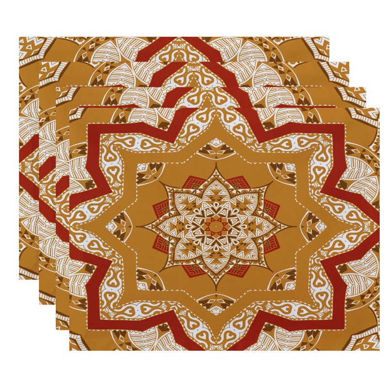 Feltner Polyester Geometric Rectangle Placemat, Gold
