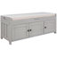 Banc de rangement avec 3 portes en forme de volet, banc à chaussures avec coussin amovible et espace de rangement caché-2089272433