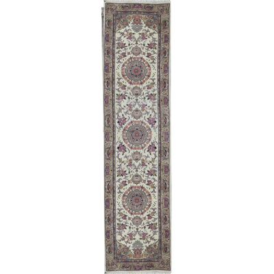 Tapis ivoire et beige noué à la main de haute qualité