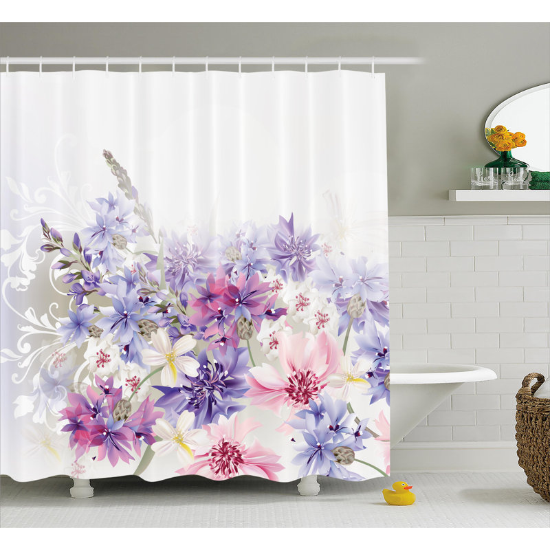 Rideau de douche simple rose Burma, H 84 po x l 69 po