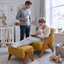Upholstered Chenille Armchair With Footstool-945252927-951561097