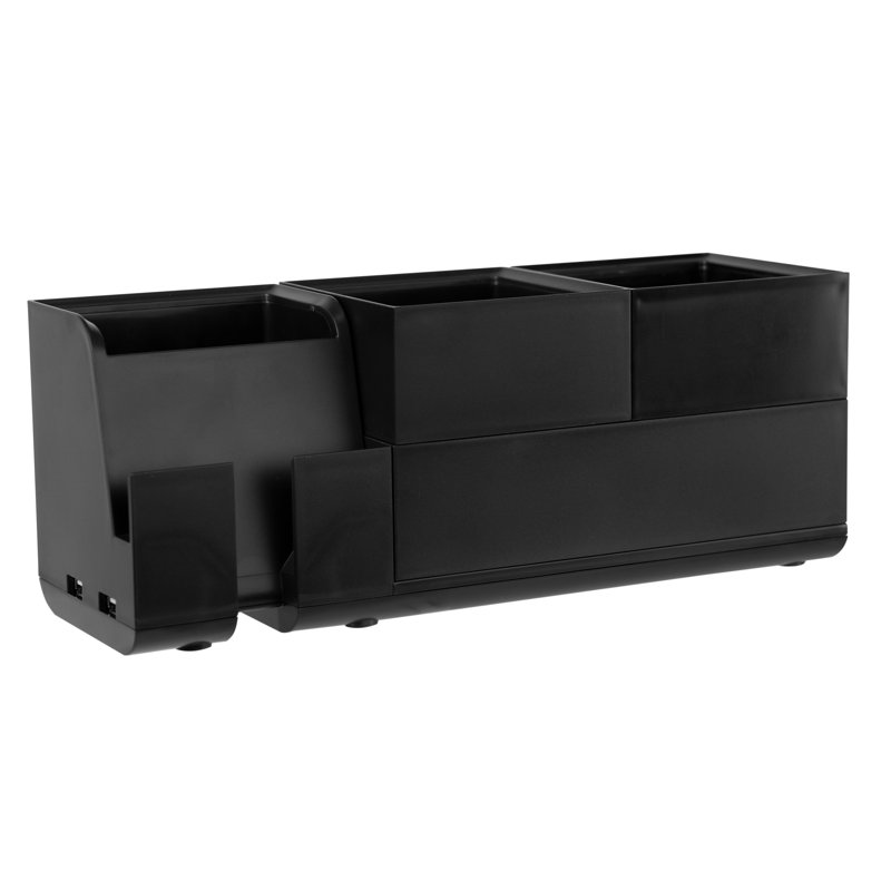 Organisateur de bureau empilable Areebah, Noir, H 4,5 po x l 10,7 po x P 4,5 po