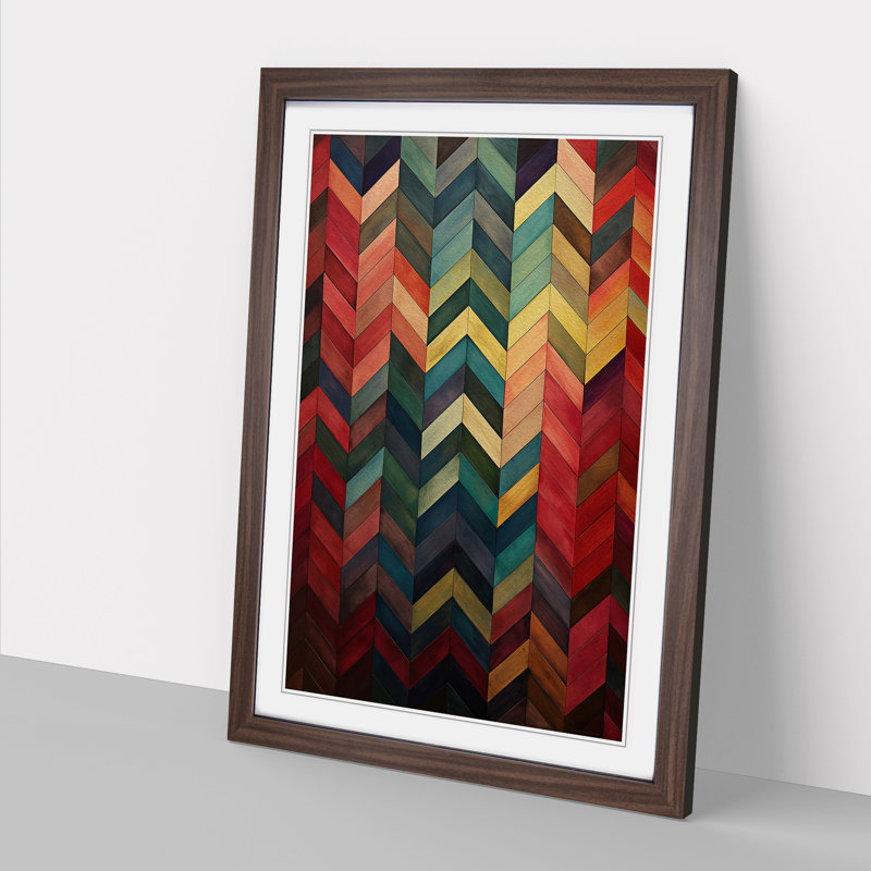 Chevrons Victorian No.2 - Single Picture Frame Print on Wood, 64cm H x 46cm W x 2cm D, Walnut Framed