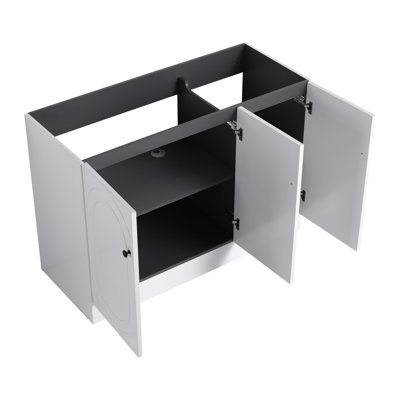 Meuble-lavabo autoportant 48 po avec 3 portes d'armoire à fermeture en douceur (lavabo non inclus) | Idée cadeau