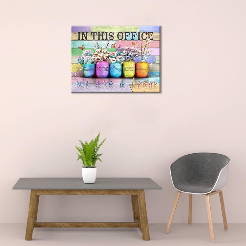Art inspirant, art mural sur toile dans ce bureau, nous sommes une équipe