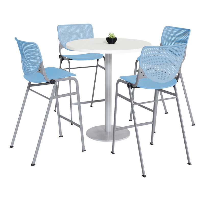 Mode - KOOL Ensembles de table ronde et de chaises pour salle de pause, H 41 po x L 42 po x l 42 po, Bleu ciel, Blanc