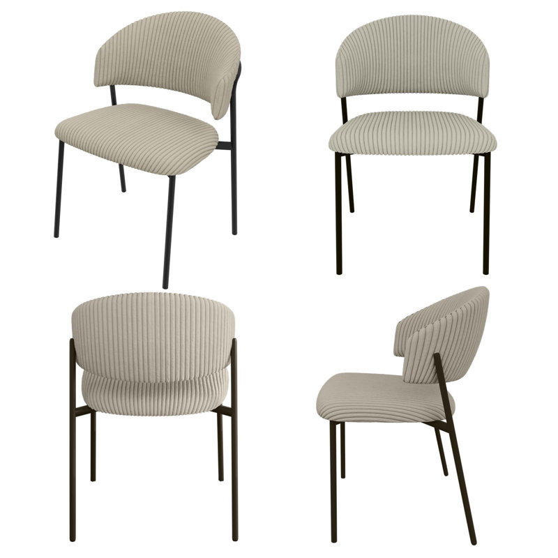Dining Chair, Corduroy Modern Chair For Kitchen, Living, or Dining Room, Gray, 4
