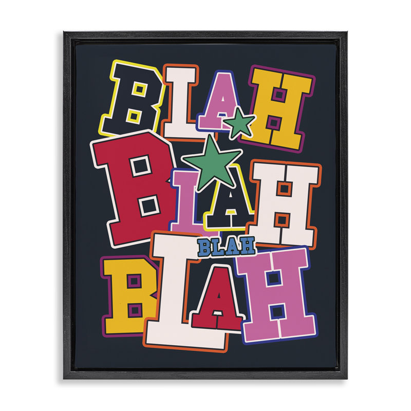 Bold Blah Blah, Cadre flottant noir de jais, H 21 po x l 17 po