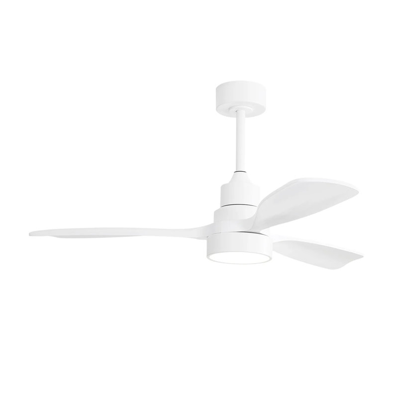 48 Inch Solid Wood Ceiling Fan With Dimmable Light 6 Speed Reversible DC Motor, White
