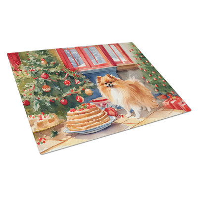 Pomeranian Christmas Cookies Glass Cutting Board