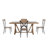 Dombrosky Rustic Pine Frame Stripe Concrete Veneer Top Dining Table And X-Back Frame Wood Seat Chairs Set