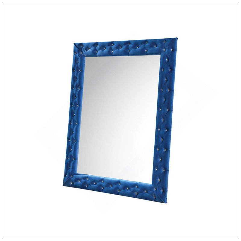 Miroir de plancher en velours bleu Dante
