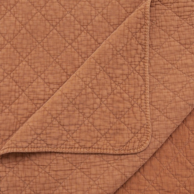 Bostwick Stonewashed Cotton Gauze Solid Color Classic Casual Modern Rustic Quilt, Copper, King Quilt