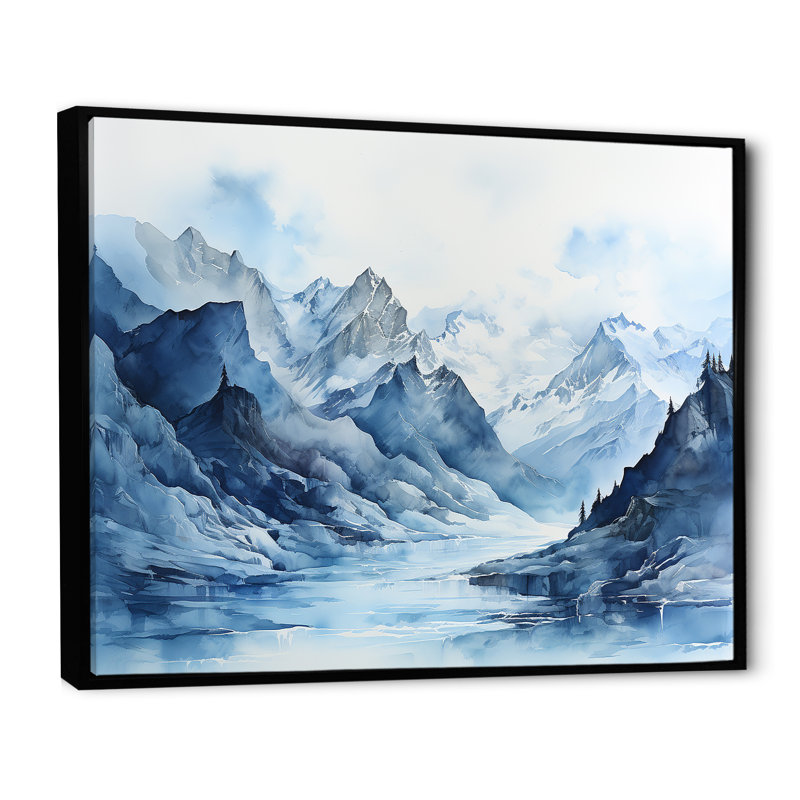 Glacier du Groenland minimalisme, H 30 po x l 40 po x P 1,5 po, Cadre flottant noir