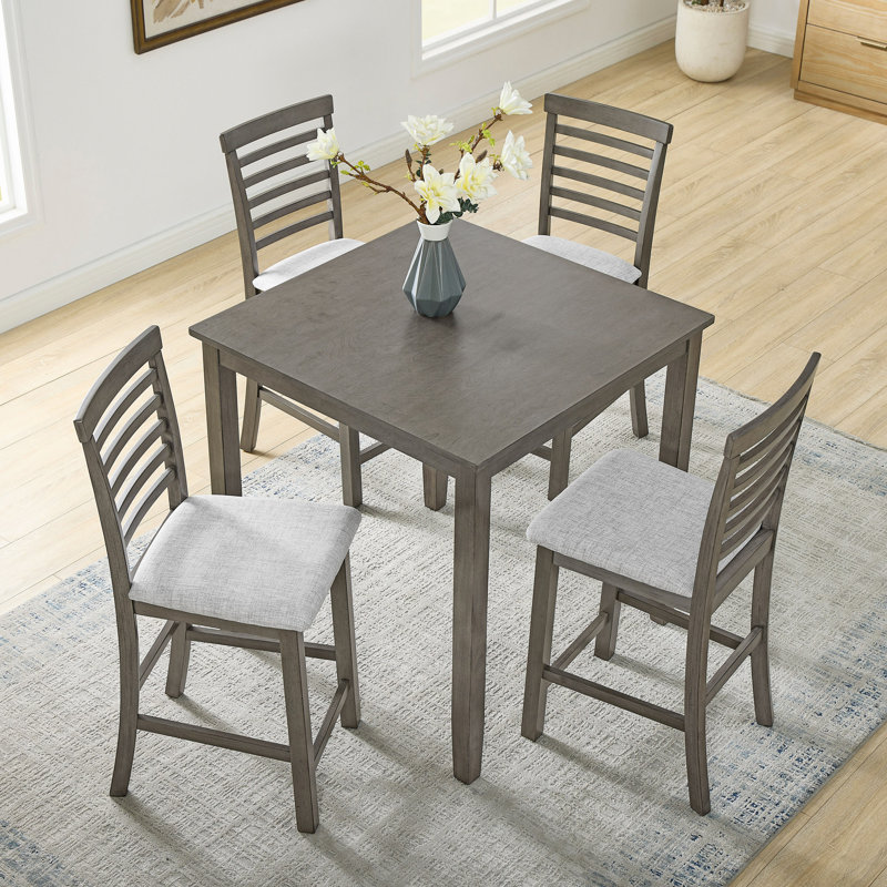 Ensemble de table de salle à manger, de bar et de chaises, ensemble de table de salle à manger 5 pièces, ensemble de table de petit-déjeuner de style rétro, pour le salon, la salle à manger - gris (nécessite un assemblage)