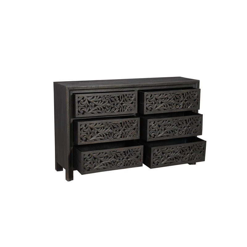 Commode 6 tiroirs Harleen, Noir
