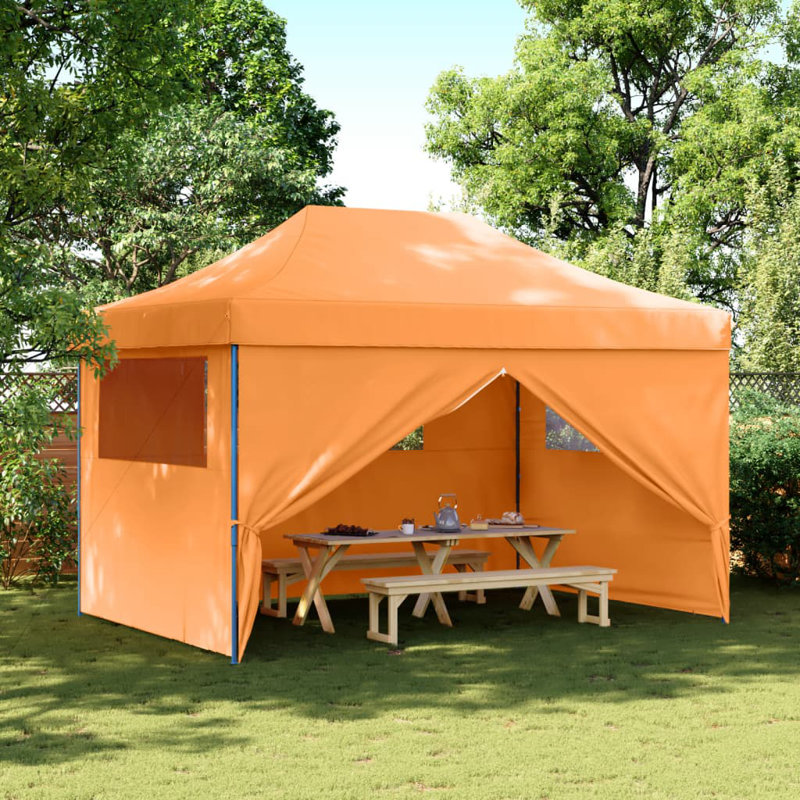 Vidaxl Foldable Party Tent Pop-Up With 4 Sidewalls, Blue, Orange, 315cm H x 410cm W x 279cm D