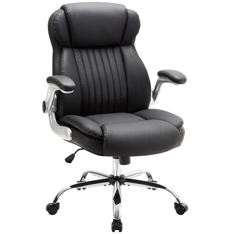Chaise de bureau ergonomique pour la maison, avec accoudoirs relevables, en tissu gris confortable, pivotante et de direction.