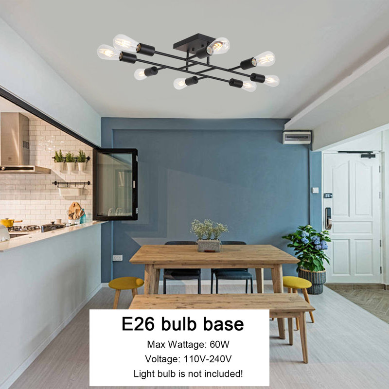 Luciann 8 - Light Dimmable Sputnik Sphere Chandelier, Matte Black