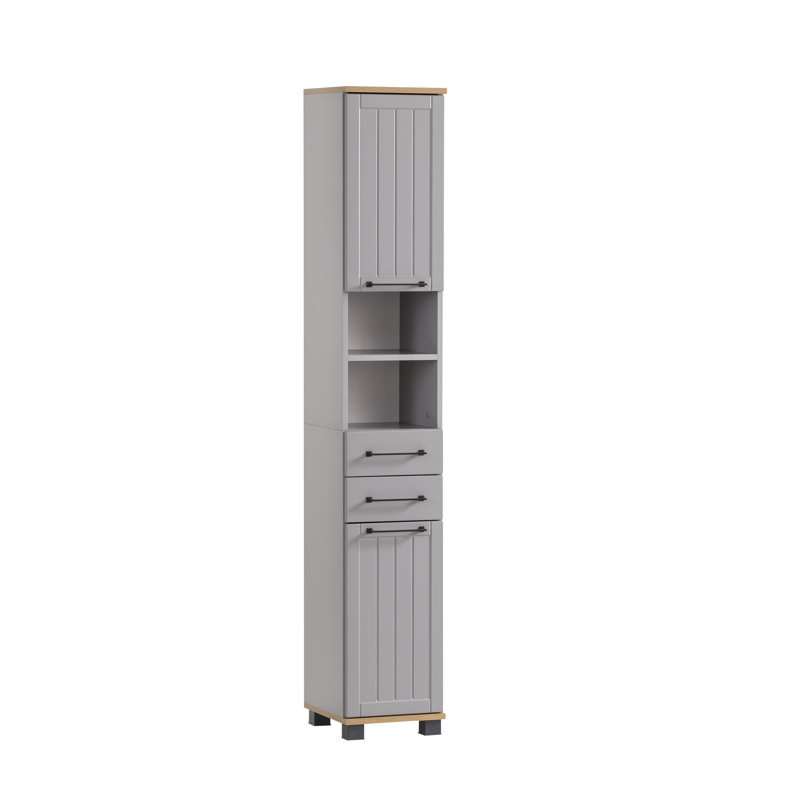 Alapaha Freestanding Bathroom Cabinet, Platinum gray/oak