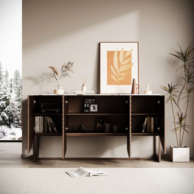 Buffet moderne à texture ondulée 3D, autocollant en marbre, rangement de salle à manger de style américain, buffet artistique en métal, armoire antique