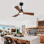 Hot Ventilateur de plafond noir moderne de 42 pouces avec lumière et 3 pales en bois massif avec moteur à courant continu réversible