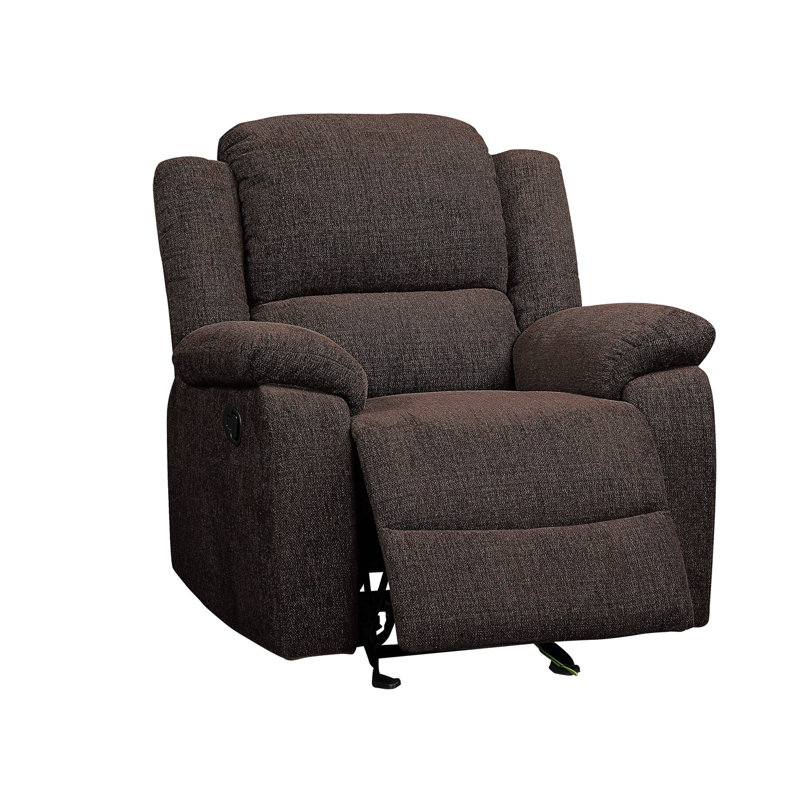 Brown Velvet Recliner with Wood Frame