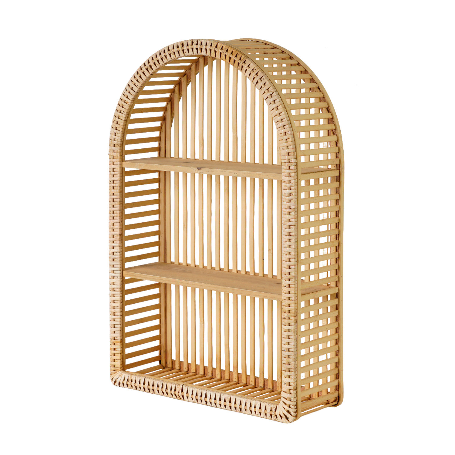 Bay Isle Home™ Arch Top Boho 3-Tier Bamboo Wood Wall Accent Shelf | Wayfair