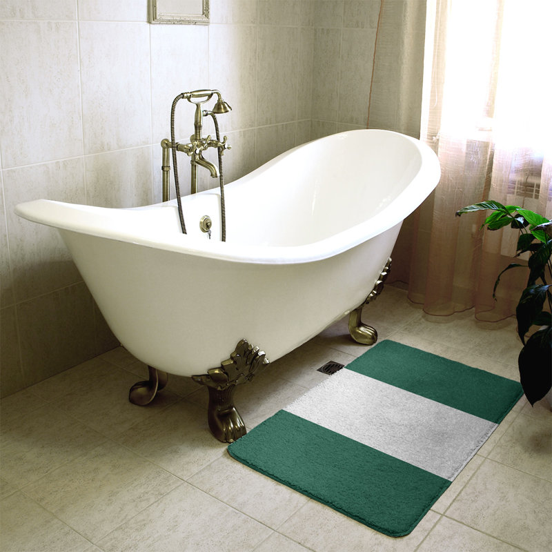 Tapis pour salle de bain Tennessee, l 17 po x L 24 po, Pin / blanc