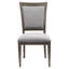 Lot de 2 chaises de salle à manger de style transitionnel brun-gris, revêtement en tissu sur structure en bois, finition bois flotté, hauteur 102 cm, capacité de charge 113 kg, dossier, dimensions : 52 cm x 66 cm x 102 cm (hauteur)
