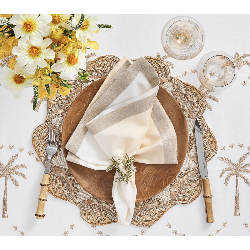 Winding Vines Placemat, Ivory/Natural/Gold