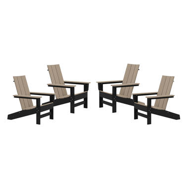 Ratcliff Outdoor Adirondack Chair Set Color: Black/Weathered Wood