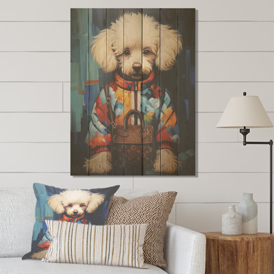 Glam Dog With Fashion Brand  Dog On Wood Print