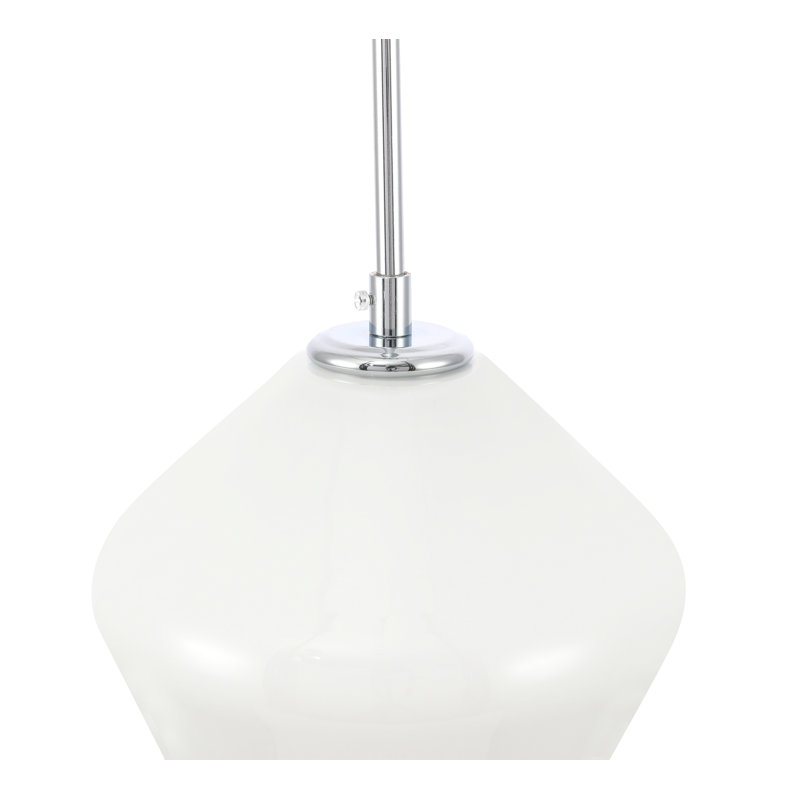 Luminaire suspendu 1 lumière Stutz, Rond, Chrome chrome, Blanc givré