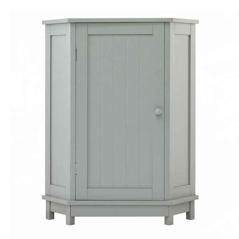 Bathroom Cabinet, Triangle Corner Storage Cabinet With Adjustable Shelf, Accent Cabinet, Gray