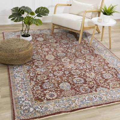 Charlisha Red Classic Style Low-Pile Area Rug