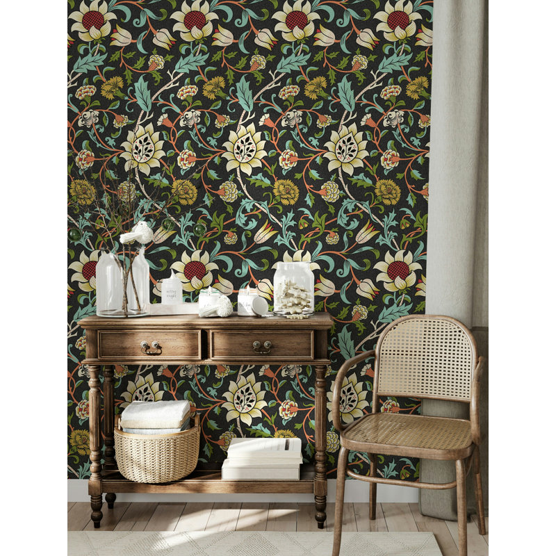 Rouleau de fleurs William Morris, Vert / noir