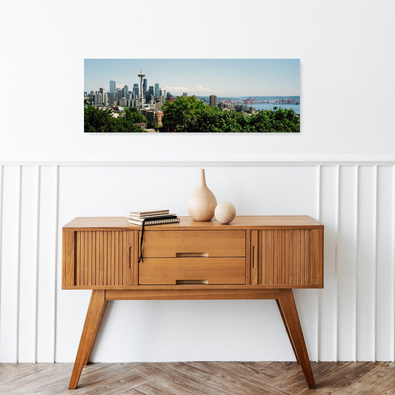 Skyscrapers in a city Space Needle Seattle Washington State USA 1 Piece Wrapped Canvas Panoramic Wall Art