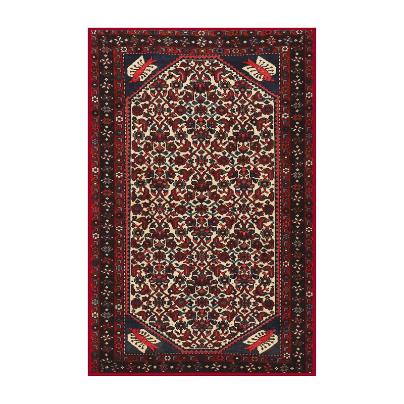 Tapis oriental oriental / noir / crème, Rectangle 5 pi x 7 pi