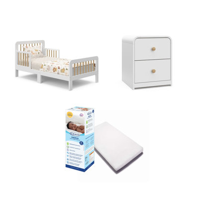 Ensemble 3 pièces de lit pour tout-petits et matelas pour enfants Storkcraft Pasadena - blanc