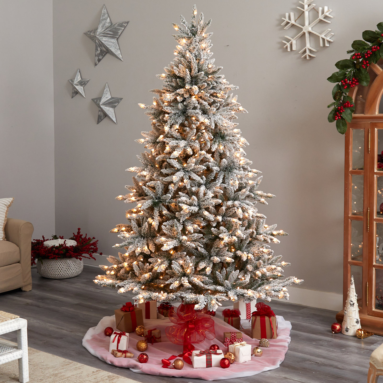 Lighted Artificial Christmas Tree, 8' H