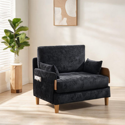 Fauteuil inclinable de 37 po x 29,1 po x 27,9 po pour chambre à coucher en version As Pic, avec commande à distance avec détails en bois massif