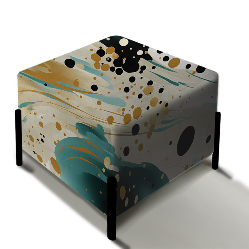 Gilded Polka Dot River - Polka Dots Square Ottoman