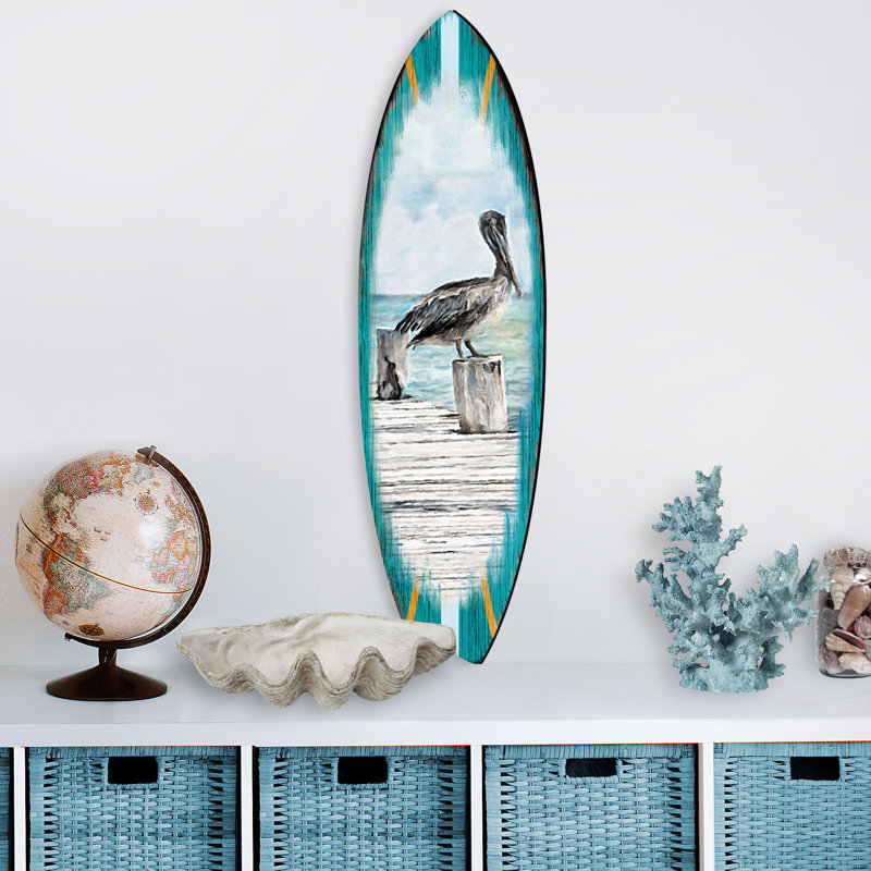 Décoration murale Pelican Surfboard, H 24 po x l 7 po x P 1 po