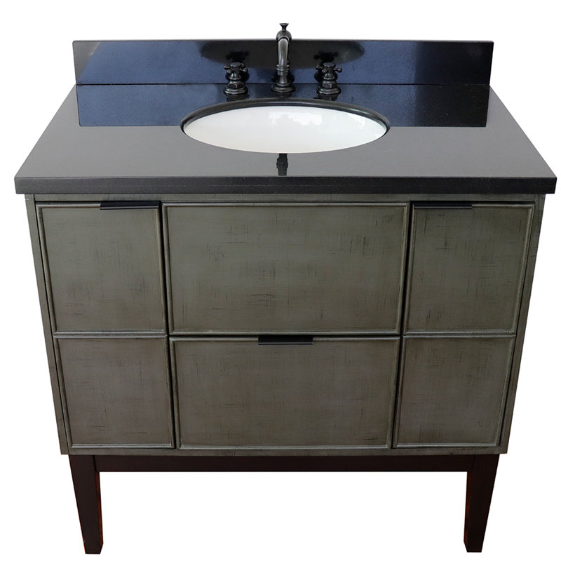 37'' Single Bathroom Vanity with Top, Black Galaxy