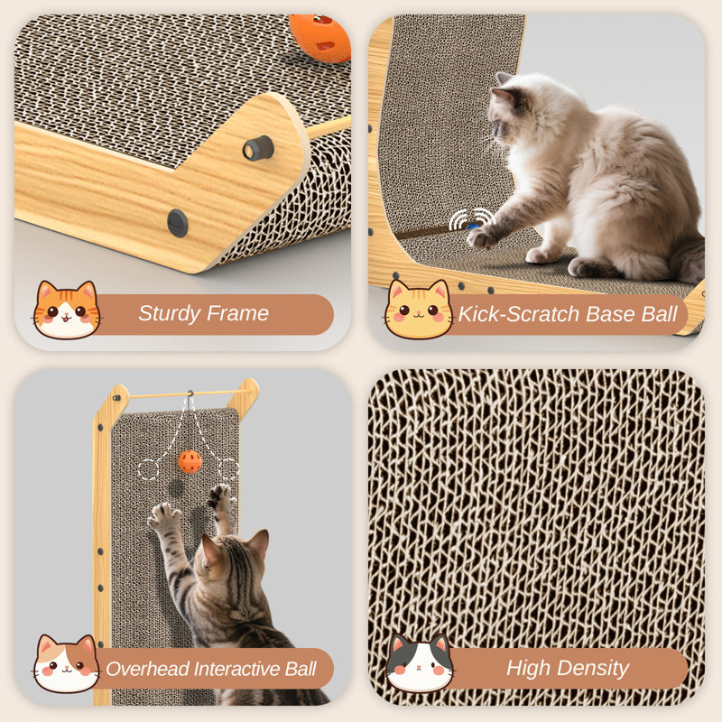Cat Scratcher Cat Scratching Board Cardboard Wall & Corner Pet Furniture, Grey, 68cm H x 29cm W x 42cm D