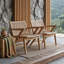 Ensemble de 2 fauteuils d'extérieur transitionnels avec cadres en bois d'acacia et accents en osier tissé